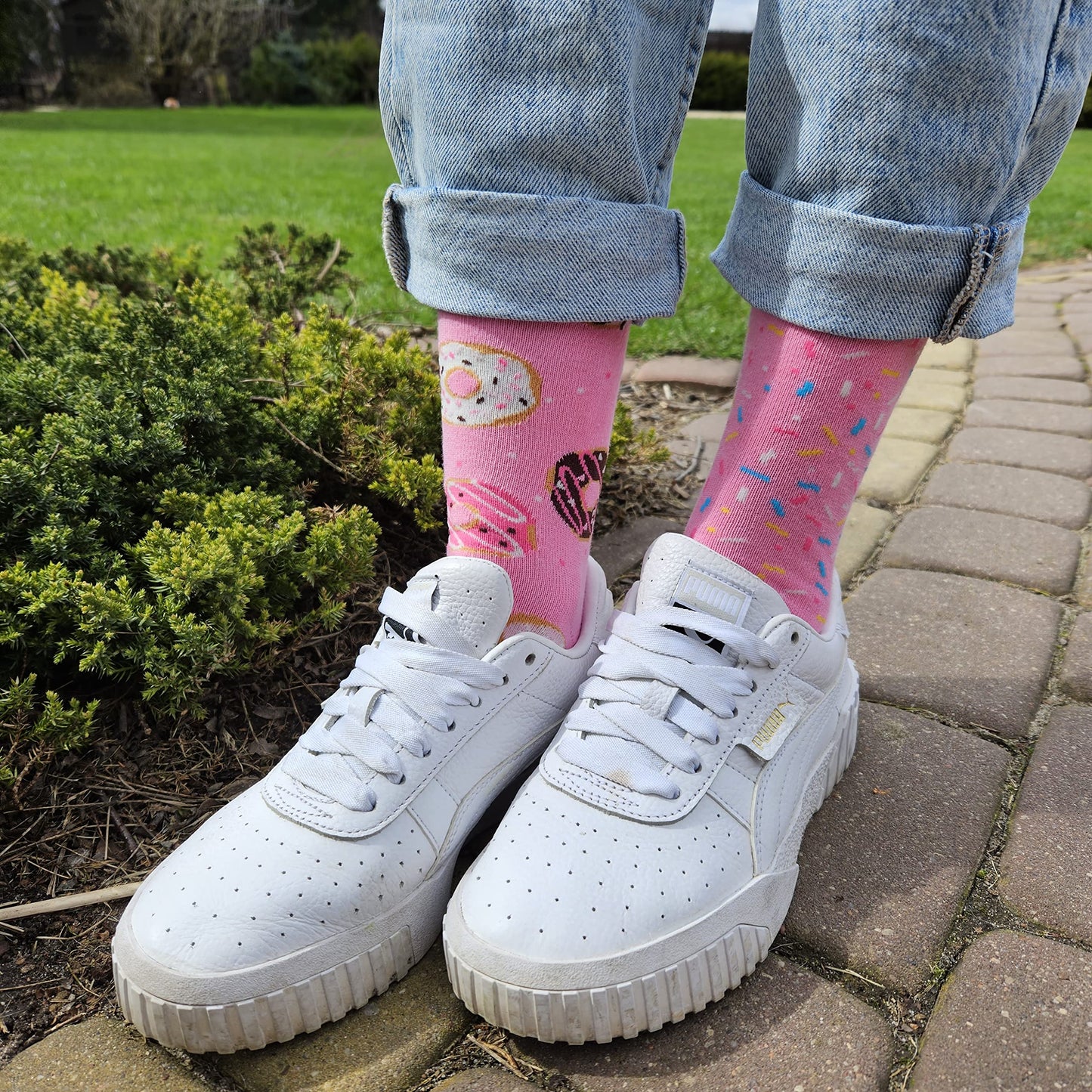 soxo Donut Calcetines Mujer Divertidos Algodon Socks Regalos Originales Regalo Colores 35-40 Rosa claro 1 Par