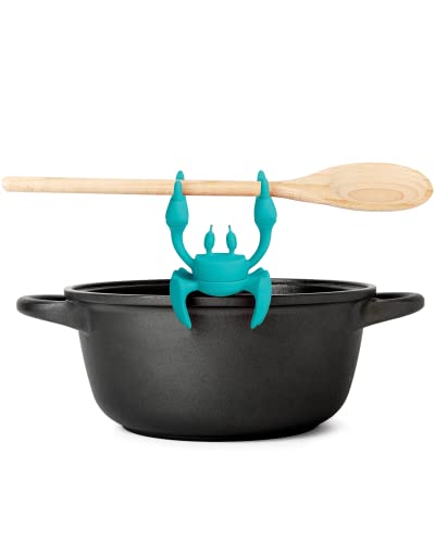 OTOTO Aqua The Crab - Soporte de silicona para utensilios de cocina, soporte de cuchara de silicona para estufa, sin BPA, resistente al calor, soporte para utensilios de cocina y parrilla, soporte