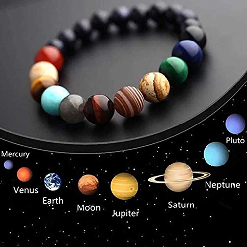 AidShunn Sistema Solar Pulseras Con Cuentas de Piedra Natural Universo Galaxy Ocho Planeta Serie Temática Joyas para Hombres Mujer Niñas Niños Adolescente