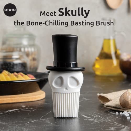 OTOTO Skully Cepillo para untar – Cepillo de silicona para repostería, cepillo de cocina, regalos espeluznantes, accesorios de cocina de calavera, cepillo para untar alimentos para cocinar – regalo de