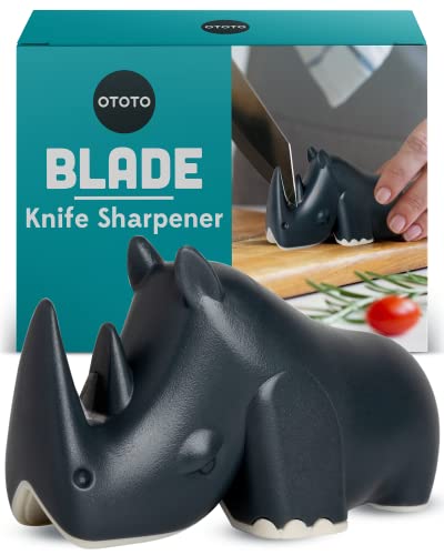 OTOTO Blade Knife Sharpener - Keep Knife Sharper with the Best Knife Sharpener - Fun Kitchen Gadgets BPA-free & Dishwasher-Safe Kitchen Knife Sharpener - Dimensions: 3.62 x 1.69 x 2.09 inches