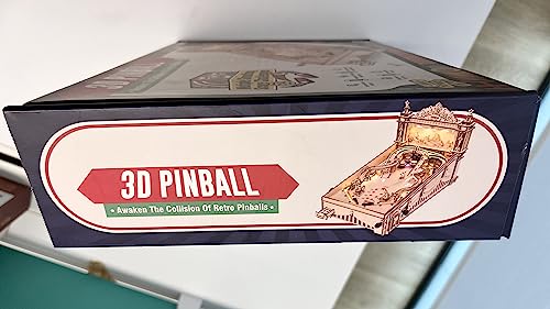 ROBOTIME 3D Pinball Machine Puzzle de Madera, Kits de Construcción de Maquetas Madera para Adultos, Cumpleaños para Jóvenes Mayores de 14 Años