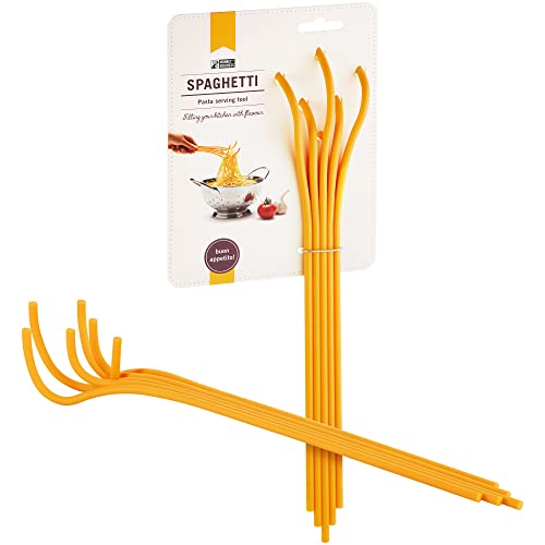 Divertida cuchara de espaguetis de plástico con forma de espagueti/tenedor de pasta de una serie de utensilios de cocina inspirados en pasta. Cuchara de pasta fresca para garrar y servir pasta.