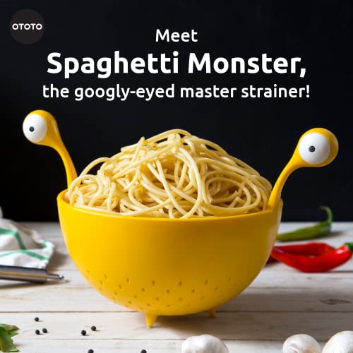 OTOTO Spaghetti Monster - Colador de Cocina para Drenar Pasta, Vegetales, Frutas – 21 x 19 cm - Escurridor Pasta Libre de BPA – Colador Grande Apto para Lavavajillas