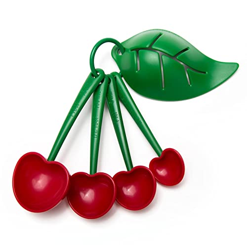 Ototo Mon Cherry Set de Cucharas Medidoras y Separador Claras y Yemas - Pack de Medidores Cocina en Forma de Cereza y Separador Yema Huevos en Forma de Hoja