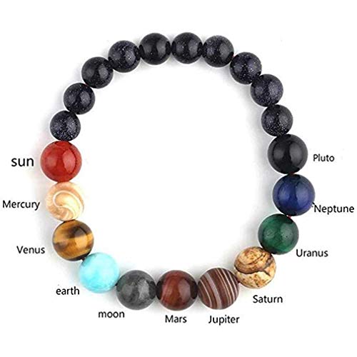 AidShunn Sistema Solar Pulseras Con Cuentas de Piedra Natural Universo Galaxy Ocho Planeta Serie Temática Joyas para Hombres Mujer Niñas Niños Adolescente