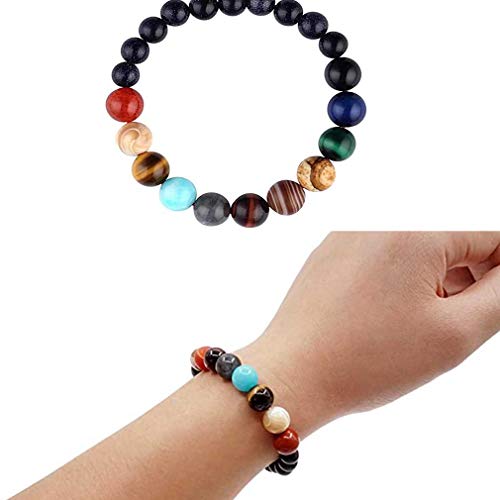 AidShunn Sistema Solar Pulseras Con Cuentas de Piedra Natural Universo Galaxy Ocho Planeta Serie Temática Joyas para Hombres Mujer Niñas Niños Adolescente