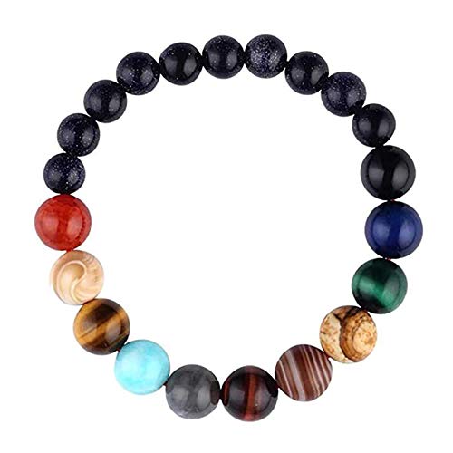 AidShunn Sistema Solar Pulseras Con Cuentas de Piedra Natural Universo Galaxy Ocho Planeta Serie Temática Joyas para Hombres Mujer Niñas Niños Adolescente