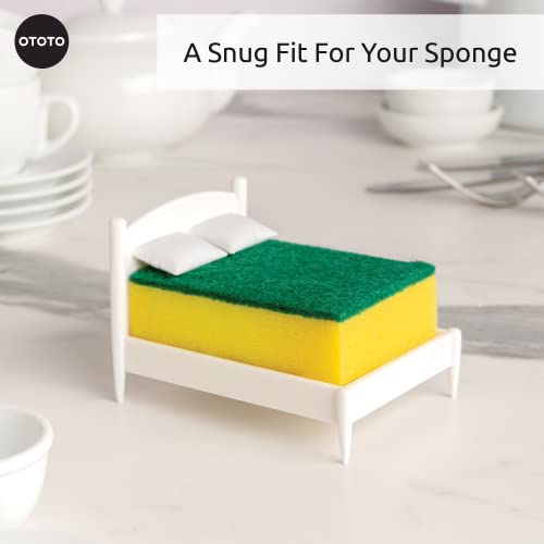 OTOTO Clean Dreams Porta Estropajos Fregadero - Soporte de Plástico para Esponja de Cocina de Tamaño Estándar - Organizador Estropajo - Estropajero para Decorar la Cocina - Incluye Estropajo