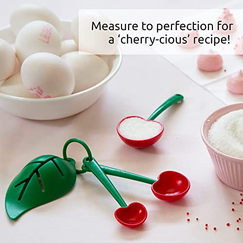 Ototo Mon Cherry Set de Cucharas Medidoras y Separador Claras y Yemas - Pack de Medidores Cocina en Forma de Cereza y Separador Yema Huevos en Forma de Hoja