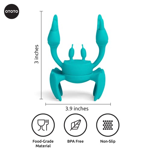 OTOTO Aqua The Crab - Soporte de silicona para utensilios de cocina, soporte de cuchara de silicona para estufa, sin BPA, resistente al calor, soporte para utensilios de cocina y parrilla, soporte