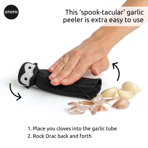 OTOTOTO Drac N' Roll Rulo de Ajo, Tubo Pelador de Ajos de Silicona - Pelador de Ajos Tubo Rodillo de Silicona para Halloween - Gadget de Cocina para Ajos, Pelador Rodillo de Ajo, Herramienta para Ajo