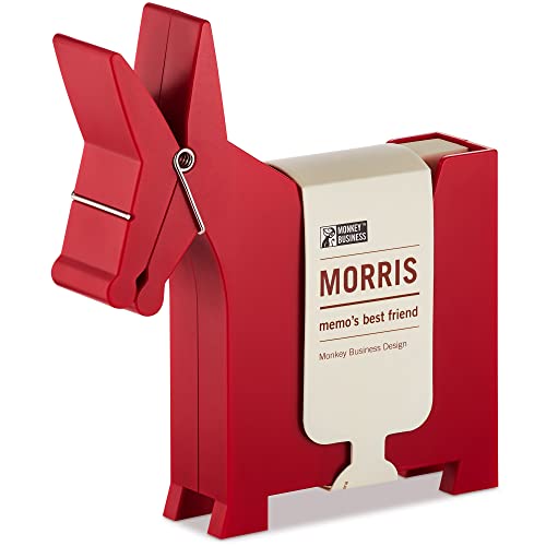 Monkey Business Morris el Burro: Porta Notas de Escritorio | Decoración de Escritorio | Material de Escritorio Soportes y dispensadores | Porta Notas Adhesivas (Rojo)