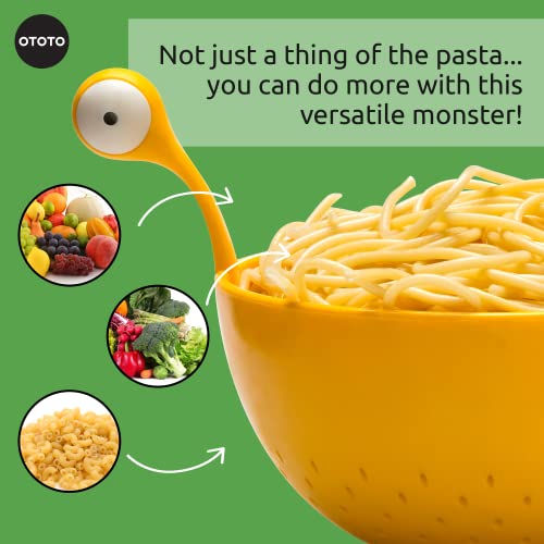 OTOTO Spaghetti Monster - Colador de Cocina para Drenar Pasta, Vegetales, Frutas – 21 x 19 cm - Escurridor Pasta Libre de BPA – Colador Grande Apto para Lavavajillas