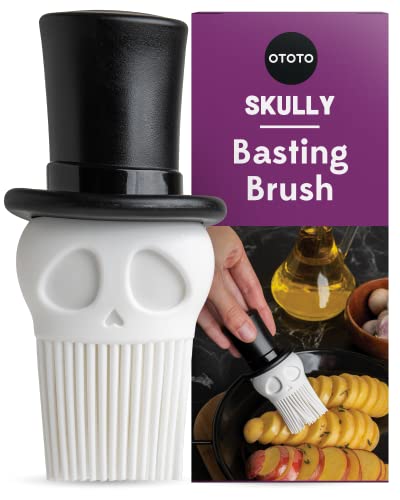 OTOTO Skully Cepillo para untar – Cepillo de silicona para repostería, cepillo de cocina, regalos espeluznantes, accesorios de cocina de calavera, cepillo para untar alimentos para cocinar – regalo de