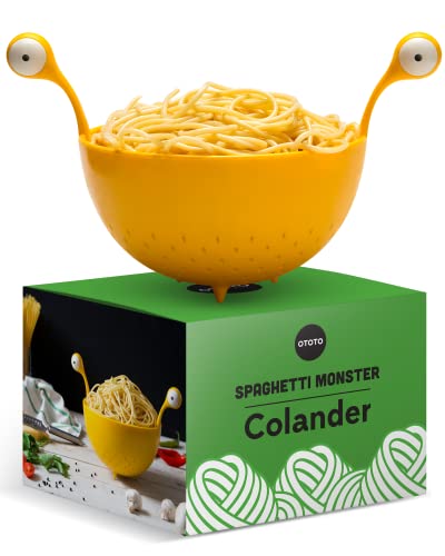 OTOTO Spaghetti Monster - Colador de Cocina para Drenar Pasta, Vegetales, Frutas – 21 x 19 cm - Escurridor Pasta Libre de BPA – Colador Grande Apto para Lavavajillas