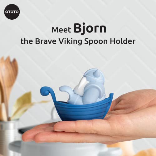 ¡NUEVO! Bjorn Viking Spoon Holder OTOTO - Soporte Reposa Cuchara para Cocina, Soporte de Utensilios de Cocina, Soporte de Cuchara de Silicona - Pequeños Gadgets de Cocina, Divertidos Gadgets de Cocina