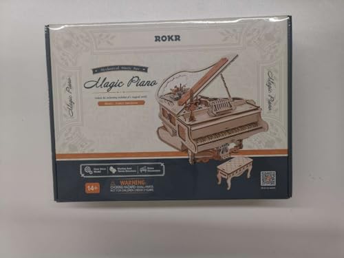 ROKR Puzzle 3D Madera Maquetas para Construir Adultos Rompecabezas Caja Musical Mágico de Piano Mecánico, Juegos de Construcción de Modelos Mecánicos, Manualidades para Adultos, Magic Piano (AMK81)