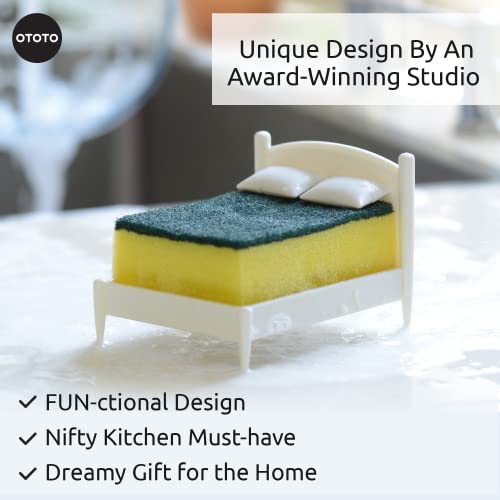 OTOTO Clean Dreams Porta Estropajos Fregadero - Soporte de Plástico para Esponja de Cocina de Tamaño Estándar - Organizador Estropajo - Estropajero para Decorar la Cocina - Incluye Estropajo