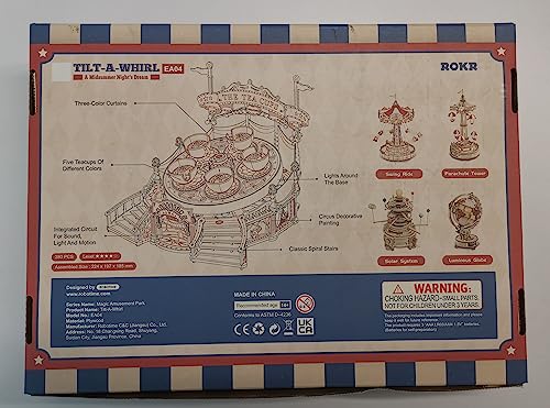 RORK Maquetas para Montar Puzzle 3D Madera Adultos Kits de Construcción de Modelos de Carruseles Musicales Mecánicos, Tilt-A-Whirl