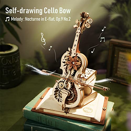 ROKR Puzzles 3D para Adultos Violonchelo Cello Maquetas de Madera para Construir Adultos Regalos de Cumpleaños, Magic Cello