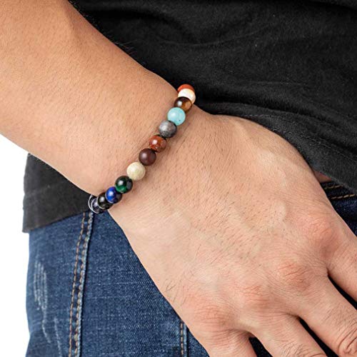 AidShunn Sistema Solar Pulseras Con Cuentas de Piedra Natural Universo Galaxy Ocho Planeta Serie Temática Joyas para Hombres Mujer Niñas Niños Adolescente