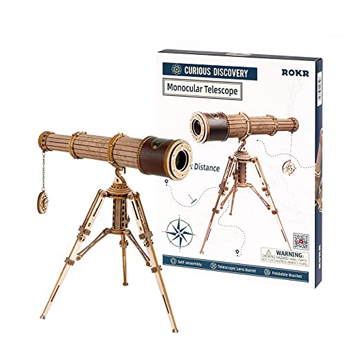 ROKR Rompecabezas Puzzles 3D Maquetas de Madera para Construir Telescopio Monocular Ciencias Regalos para Adultos Niños Mayores de 14 Años , 314 Piezas, Monocular Telescope