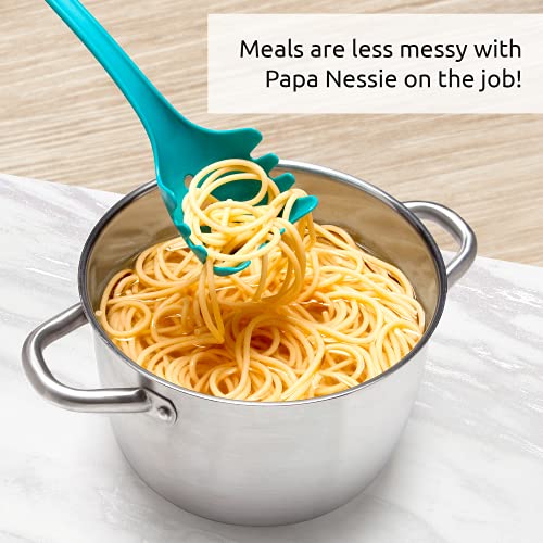 OTOTO Papá Nessie Cuchara de Cocina para Pasta - Cucharon Servir Pasta Libre de BPA de Grado Alimenticio - Tenedor para Espaguetis Resistente al Calor - para Lavavajillas - 28,5 x 8,5 x 5,5 cm