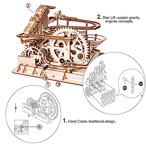 ROKR Puzzle 3D Madera Maquetas para Montar Modelo mecánico Kit de construcción con Bolas para Adolescentes y Adultos (Waterwheel Coaster)