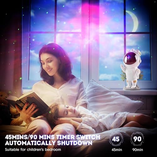 Astronautas LED Galaxy Starry Sky Night Light, luz de estrellas de astronautas con temporizador y mando a distancia, niebla para el dormitorio, regalos para niños y adultos