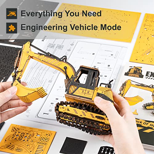 ROKR Puzzle 3D Madera Coche Maquetas para Montar para Construir Auto Adultos Niños (Excavator)