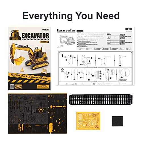 ROKR Puzzle 3D Madera Coche Maquetas para Montar para Construir Auto Adultos Niños (Excavator)