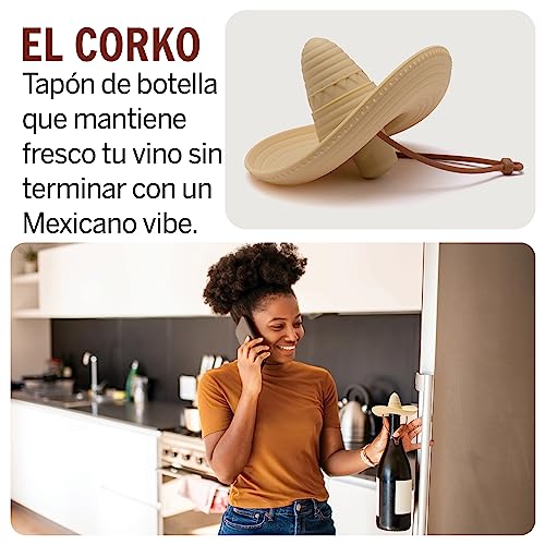 Monkey Business - Tapón de silicona con forma de sombrero, sella la botella y mantiene el vino fresco, accesorios de vino, accesorios divertidos de cocina, tapón de botella el Corko