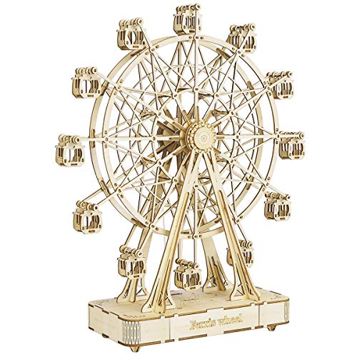 Rolife Modelos Mecánicos Kits Ferris Wheel con música Puzzle de Madera 3D para niños y Adultos