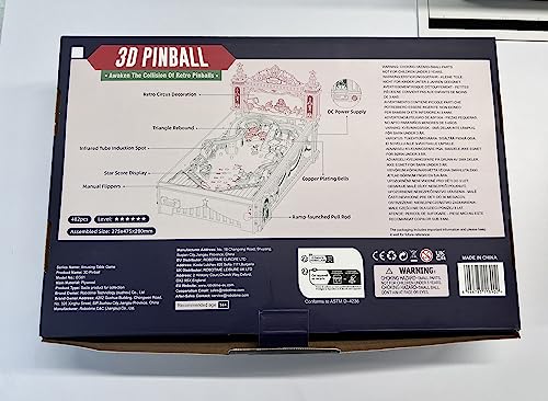 ROBOTIME 3D Pinball Machine Puzzle de Madera, Kits de Construcción de Maquetas Madera para Adultos, Cumpleaños para Jóvenes Mayores de 14 Años