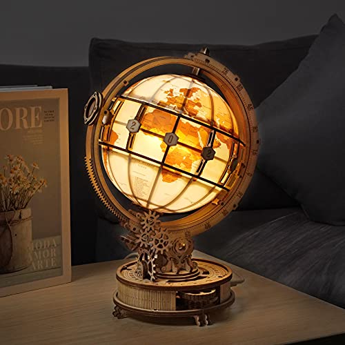 ROKR Puzzle 3D Madera Globo Luminoso Maquetas de Madera para Construir Maquetas para Montar, 180 Piezas, Luminous Globe