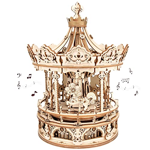 Puzzle 3D carrusel musical de madera – Melodía, nostalgia y pura artesanía