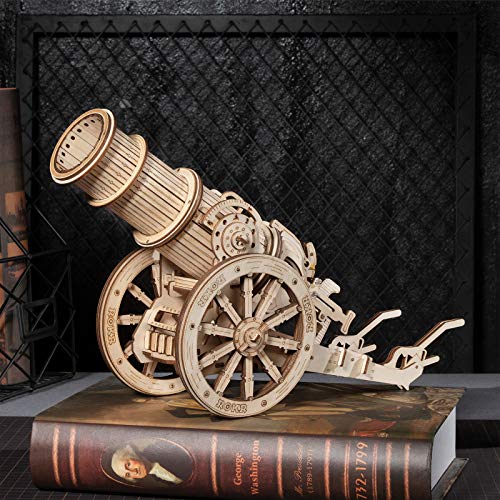 ROKR Rompecabezas Puzzles 3D para Adultos Niños Mayores de 14 Años Maquetas de Madera para Construir Regalos de Decoración Retro 142 Piezas Cañón Medieval, Medieval Cannon