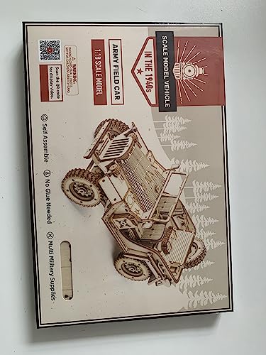 Robotime Jeep Army Cars Juguetes 3D Puzzle Model Kits Autoensamblaje Edificio de Madera Construcción mecánica Artesanía para niños, Adolescentes y Adultos