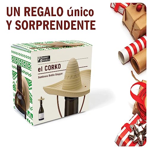 Monkey Business - Tapón de silicona con forma de sombrero, sella la botella y mantiene el vino fresco, accesorios de vino, accesorios divertidos de cocina, tapón de botella el Corko