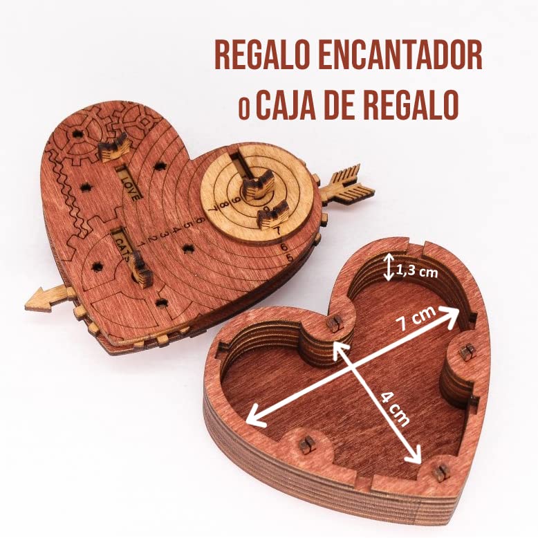 iDventure Tin Woodman's Heart - Caja para Dinero - Boda, Aniversario, Dia de los Enamorados San Valentín - Caja misteriosa - Puzzle 3D de Madera - Regalos Originales - Rompecabezas para Adultos