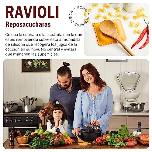 Monkey Business Cuchara con Forma de Ravioli | Cuchara de Cocina | Accesorios de Cocina | de una colección de Diferentes artilugios de Cocina únicos con Forma de Pasta