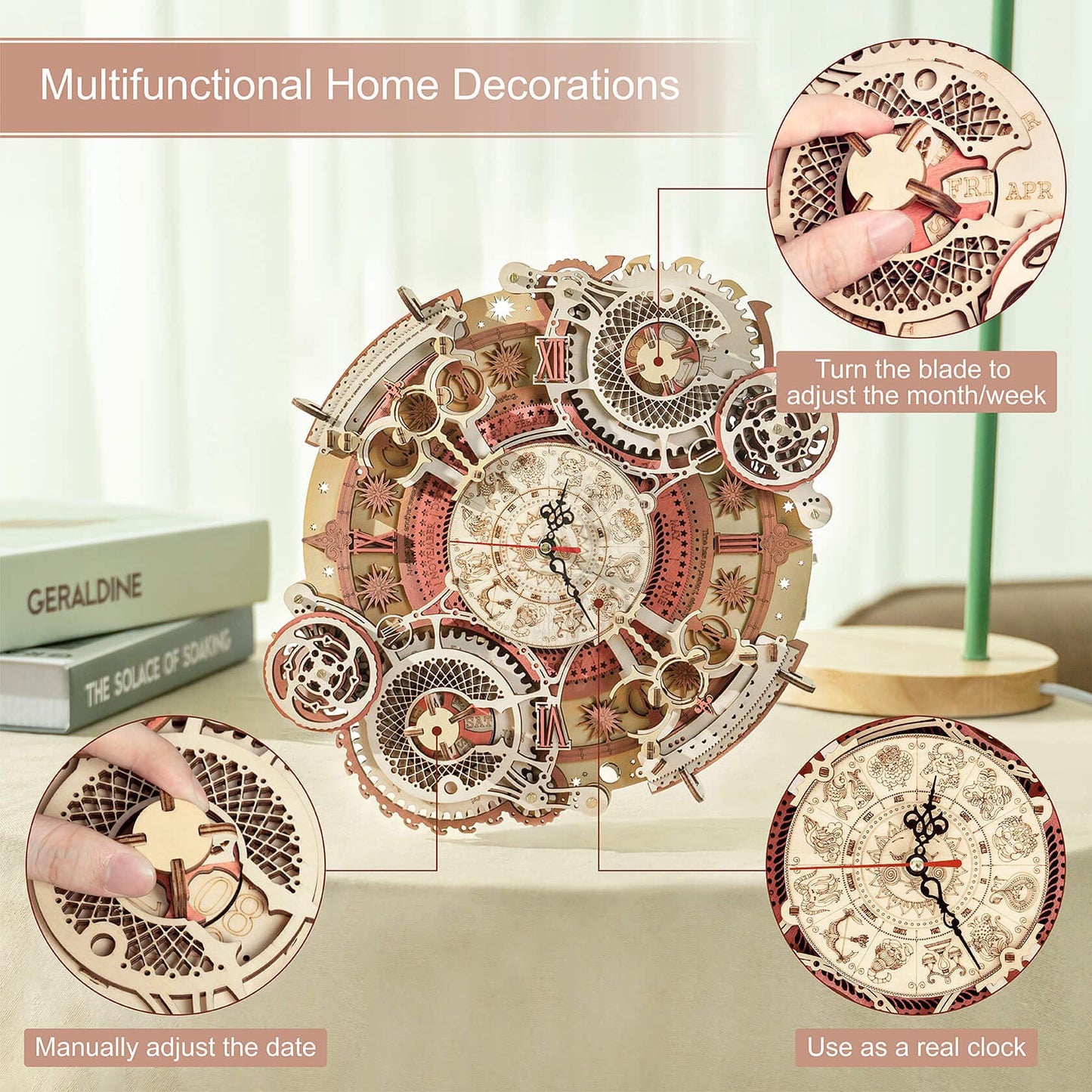 ROBOTIME Puzzle 3D Madera Maquetas para Adultos Kits De Modelos para Construir Reloj De Pared Rompecabezas Láser Cut Kits Construcción De Edificios Mecánicos